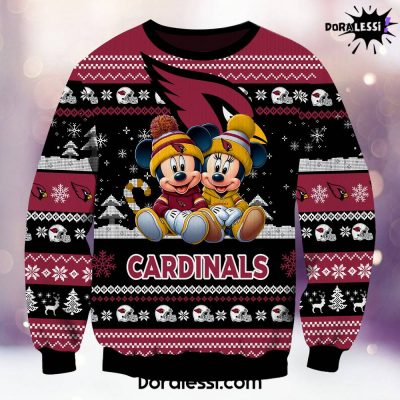 Arizona Cardinals Mickey And Minnie Knitted Sweater