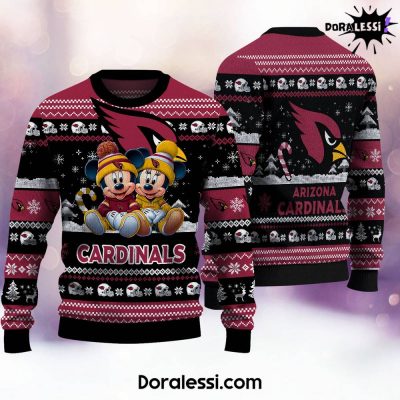 Arizona Cardinals Mickey And Minnie Knitted Sweater