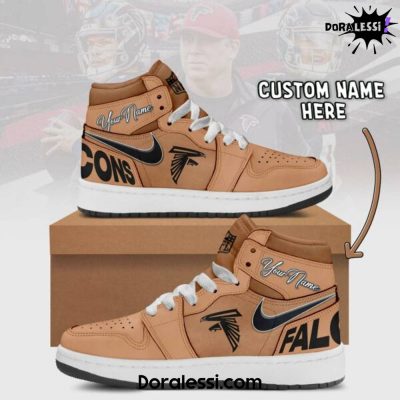 Atlanta Falcons Brown Air Jordan 1 Custom Shoes