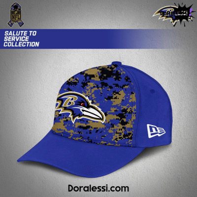 Baltimore Ravens 2024 Salute to Service Arctic Blue Camo Combo Hoodie Pants Cap