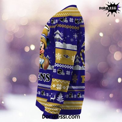 Baltimore Ravens Mickey And Minnie Knitted Sweater