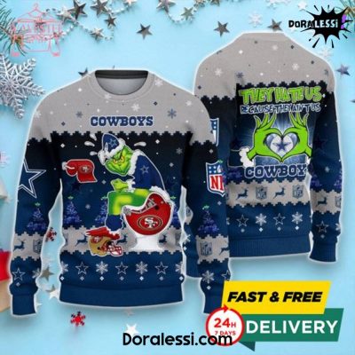 Dallas Cowboys X Funny Grinch Toilet Heart Ugly Christmas Sweater