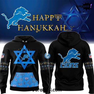 Detroit Lions 2024 Hanukkah Holliday Premium Limited Black Hoodie