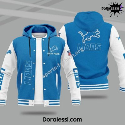 Detroit Lions Custom Blue Baseball Jacket