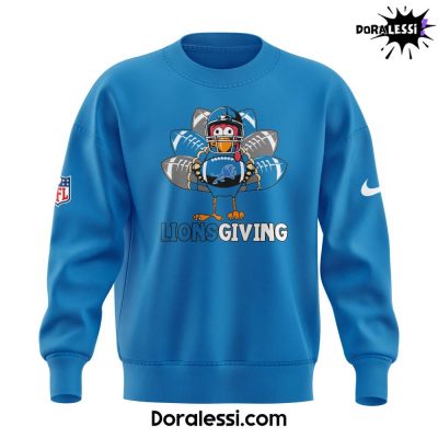 Detroit Lions Happy Thanksgiving Day Limited Edition Blue Sweatshirt