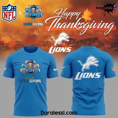 Detroit Lions Happy Thanksgiving Day Limited Edition Blue T-shirt