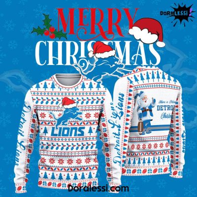 Detroit Lions Merry Christmas 2024 Knitted Sweater