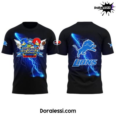 Detroit Lions XGibbs & Montgomery x Sonic & Knuckles Limited Edition Black Shirt