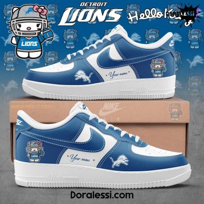 Detroit Lions x Hello Kitty Blue Limited Edition Custom Air Force 1 Shoes