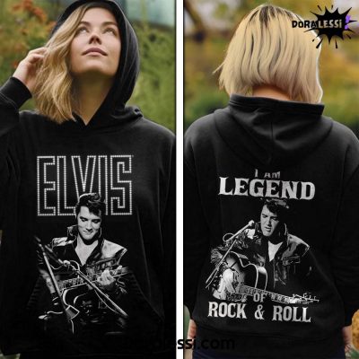 Elvis Presley I Am Legend Of Rock & Roll Black Hoodie