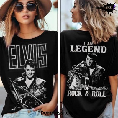 Elvis Presley I Am Legend Of Rock & Roll Black T-Shirt