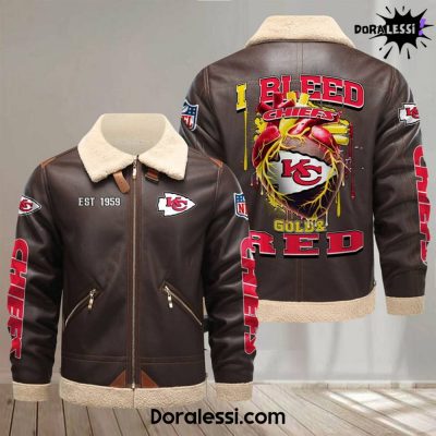 Kansas City Chiefs X I Bleed Gold&Red Leather Jacket