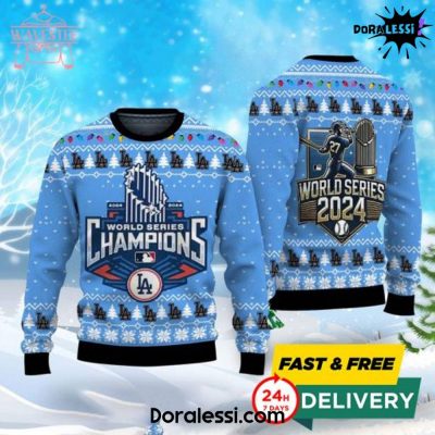 Los Angeles Dodgers 2024 World Series Championship Ugly Christmas Sweater