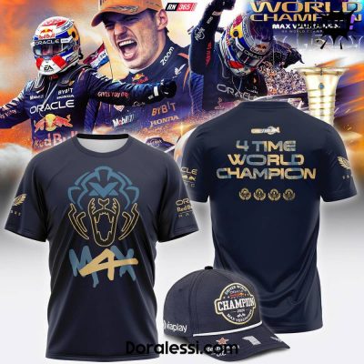 Max Verstappen 4 Time World Champion Black Shirt