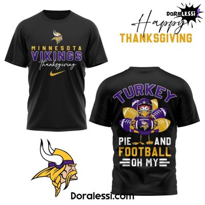 Minnesota Vikings Happy Thankgiving Day 2024 Limited Editon Black T-shirt