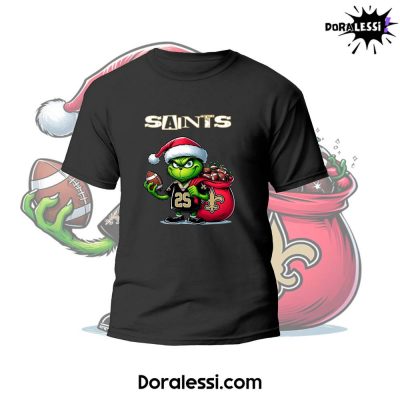 New Orleans Saints X Grinch Merry Christmas Black Shirt