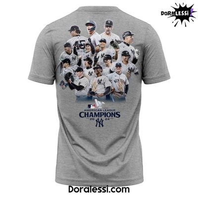 New York Yankees Fanatics Heather Gray 2024 American League Champions Locker Room Big Tall TShirt 3