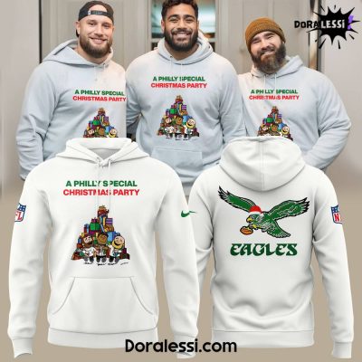 Philadelphia Eagles A Philly Special Christmas Party 2024 White Hoodie