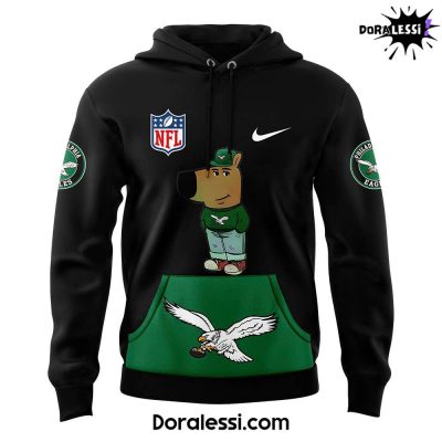 Philadelphia Eagles x Chill Guy 2024 Black Hoodie