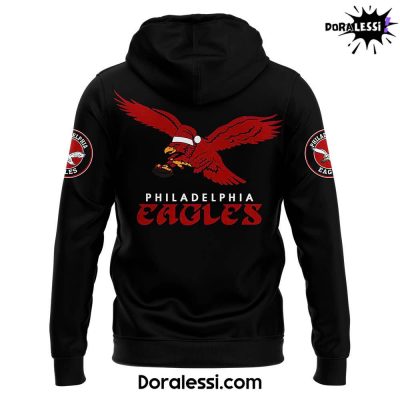 Philadelphia Eagles x Chill Guy Merry Christmas And Happy Newyear Black Hoodie