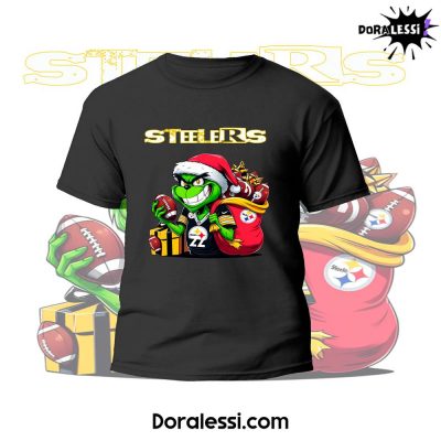 Pittsburgh Steelers X Grinch Merry Christmas Black Shirt