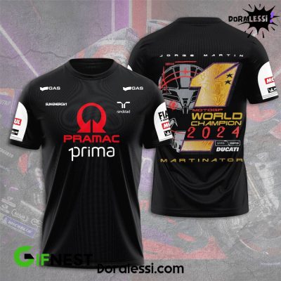 Prima Pramac Racing X Jorge Martin World Champion 2024 Black T-Shirt