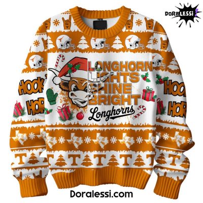 Texas Longhorns Light Shine Bright Premium Christmas Sweater