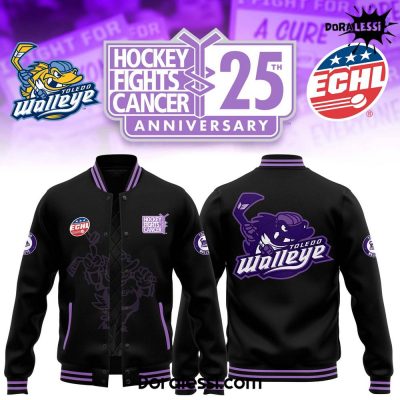 Toledo Walleye x Hockey Fight Cancer 2024 Limited Version Anniversary 25th Baseball Jacket