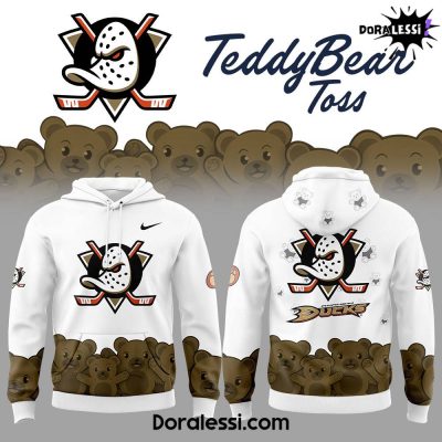 Anaheim Ducks Teddy Bear Toss White Hoodie