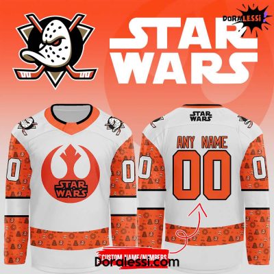 Anaheim Ducks x Start Wars Custom White Hockey Jersey