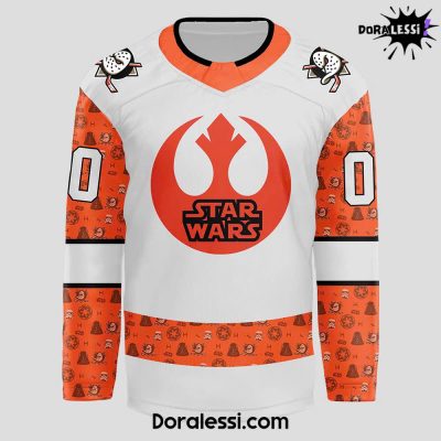 Anaheim Ducks x Start Wars Custom White Hockey Jersey