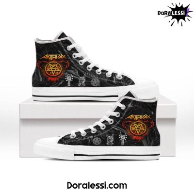 Anthrax Devil Horns Handsign Black High Top Canvas Shoes