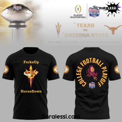 Arizona State Sun Devil Football NCAA “Forks Up, Horns Down” Black Tee