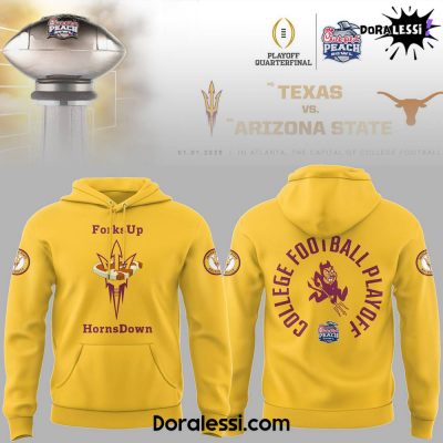 Arizona State Sun Devil Football NCAA “Forks Up, Horns Down” Yellow Hoodie