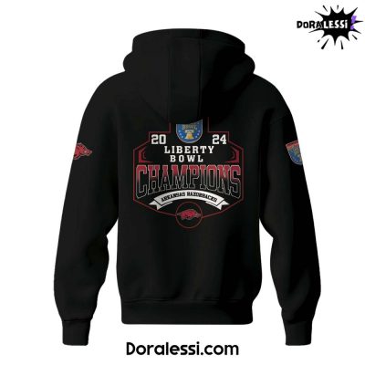 Arkansas Razorback 2024 Autozone Liberty Bowl Champions Black Hoodie