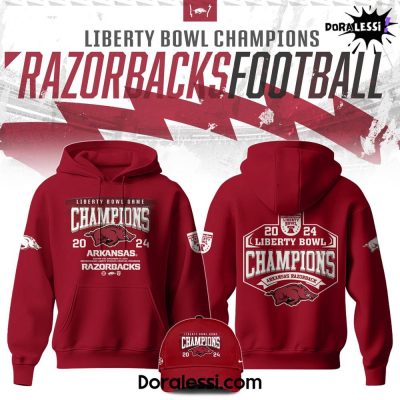 Arkansas Razorback 2024 Autozone Liberty Bowl Champions Red Hoodie