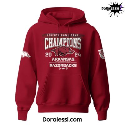 Arkansas Razorback 2024 Autozone Liberty Bowl Champions Red Hoodie