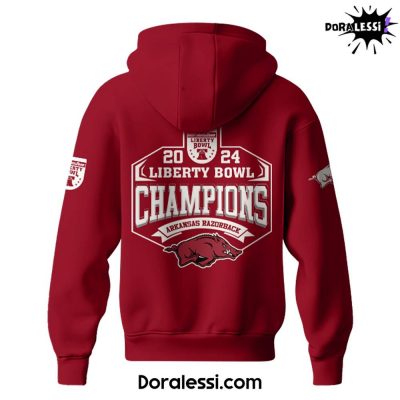 Arkansas Razorback 2024 Autozone Liberty Bowl Champions Red Hoodie