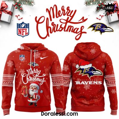 Baltimore Ravens 2024 Merry Christmas Premium Limited Red Hoodie