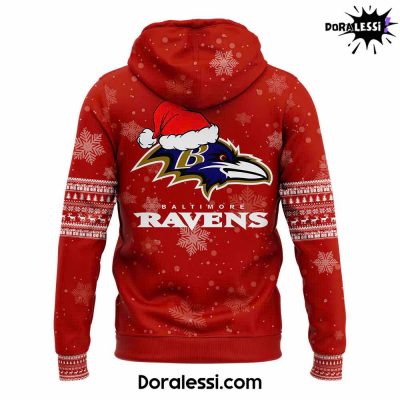 Baltimore Ravens 2024 Merry Christmas Premium Limited Red Hoodie