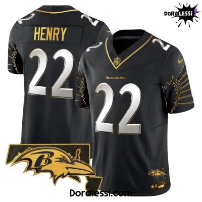 Baltimore Ravens Maryland Patch Gold Vapor Black Football Jersey