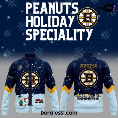 Boston Bruins Peanuts & Snoopy Night Navy Baseball Jacket