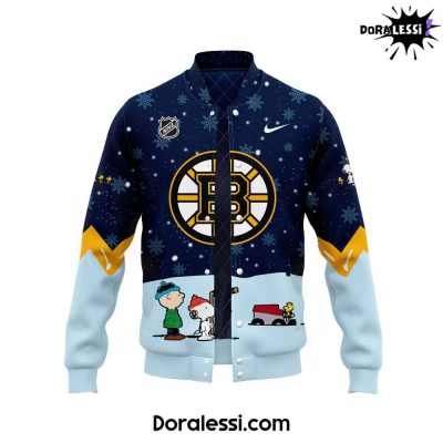 Boston Bruins Peanuts & Snoopy Night Navy Baseball Jacket