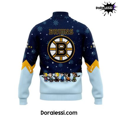 Boston Bruins Peanuts Snoopy Night Navy Baseball Jacket