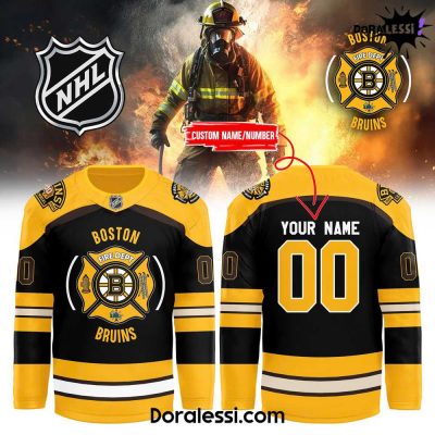 Boston Bruins x Firefighter Appreciation Night Premium Limited Personalized Hockey Jersey