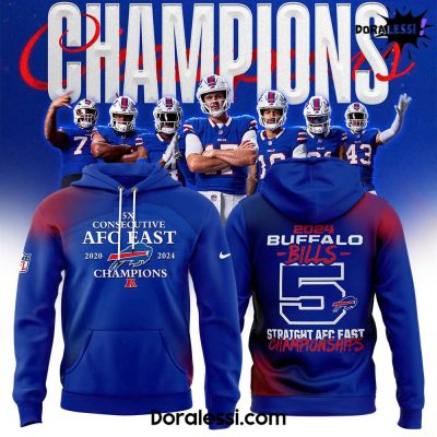 Buffalo Bills 5X Consecutive AFC Est 2020-2024 Champions Limited Hoodie