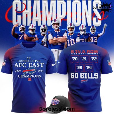 Buffalo Bills 5X Consecutive AFC Est 2020-2024 Champions Limited Shirt