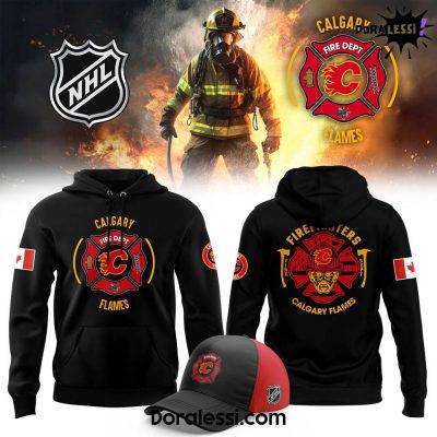 Calgary Flames NHL 2025 Firefighter Appreciation Night Black Hoodie