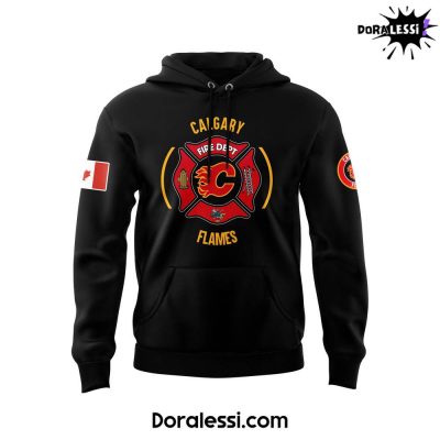 Calgary Flames NHL 2025 Firefighter Appreciation Night Black Hoodie