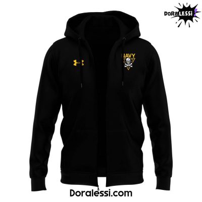 Coach Brian Newberry Navy Midshipmen Fear The Bones Black Zip Hoodie